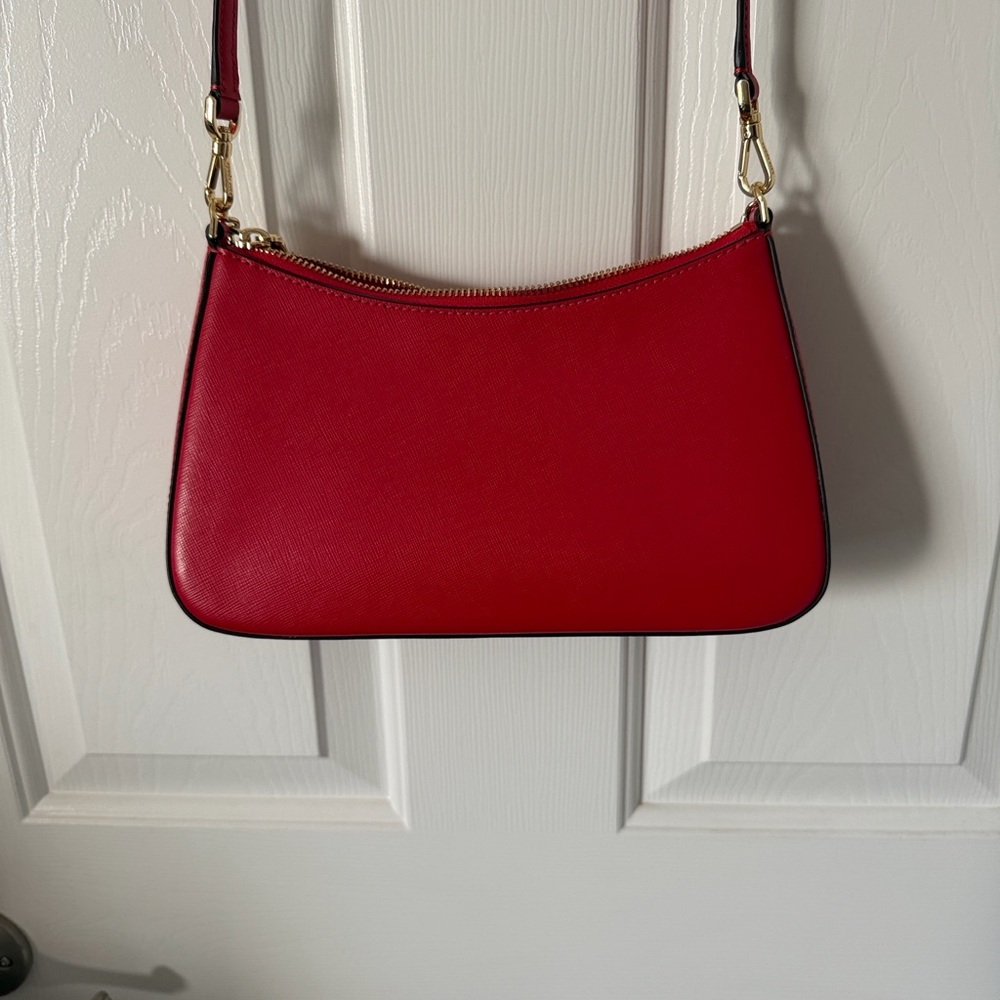 EUC - LIKE NEW - Kate Spade Red Convertible Bag with Gold Chain Detail - Picture 6 of 16